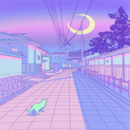 Aesthetic cat in the purple street Roblox decal