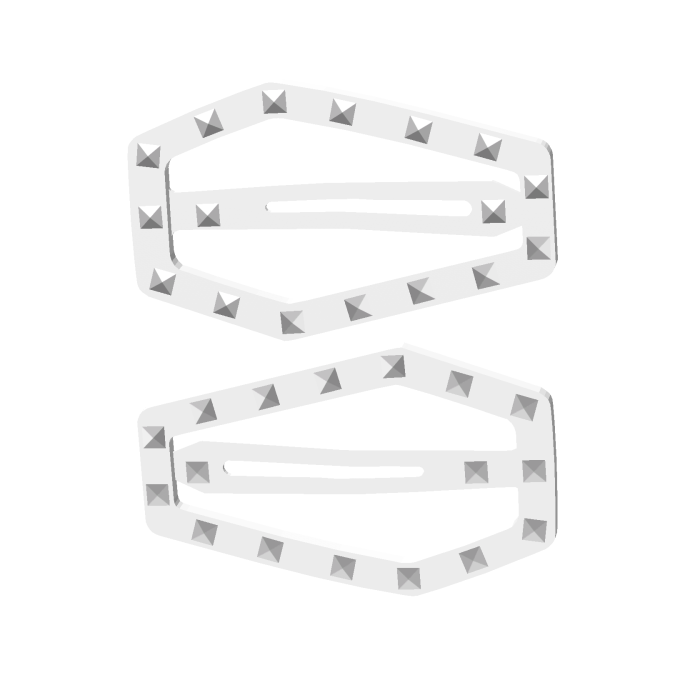 cute emo studded double hairclips in white (left) 