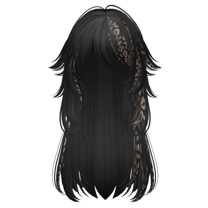 long fluffy leopard hair with tufts (black gold)