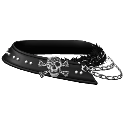 3.0 gothic spiked belt fur & skull - black Roblox item