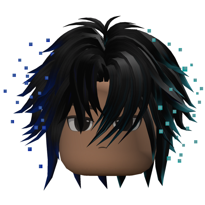Layered Anime Hair w/ Sparkles (Black)