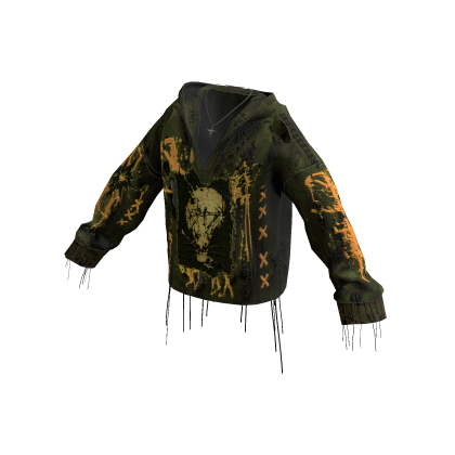 Gothic Skull Hoodie w/ Cross Chain (Green)