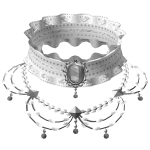 gothic ruffle choker w gem + necklace 3.0 white