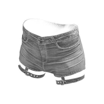 Y2K Denim Shorts with Straps White