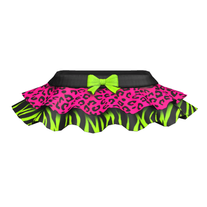 Scene Leopard Zebra Print Pink Green Skirt 3.0