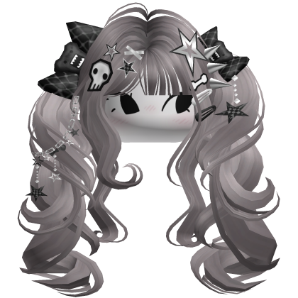 ♡ Scene Fluffy Gyaru Pigtails (Grey)