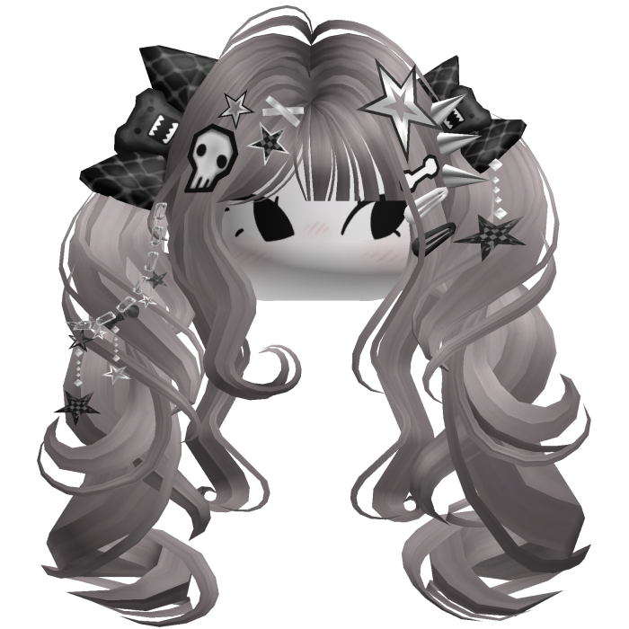 ♡ Scene Fluffy Gyaru Pigtails (Grey)