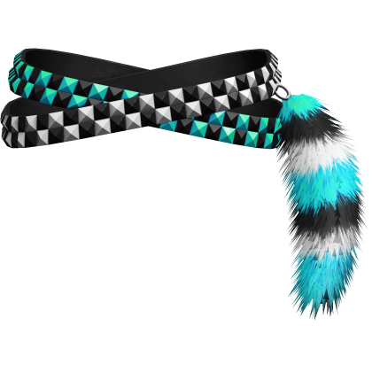 Teal Studded Scene Double Belt Fur Keychain Right