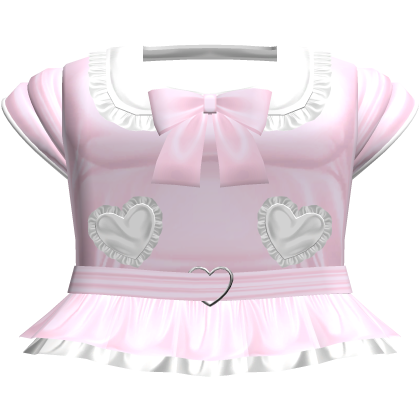 Baby Pink n White Sailor Heart Buckle Bow Dress Roblox item