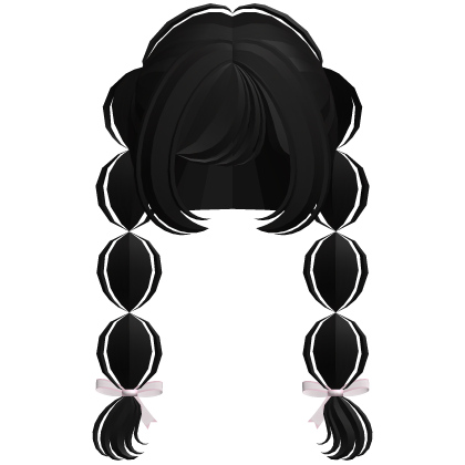 black sweet cottage bobble braids w bows Roblox item