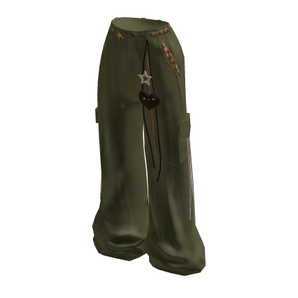 Fairy Grunge Wide Leg Pants w/ Charms (Green)
