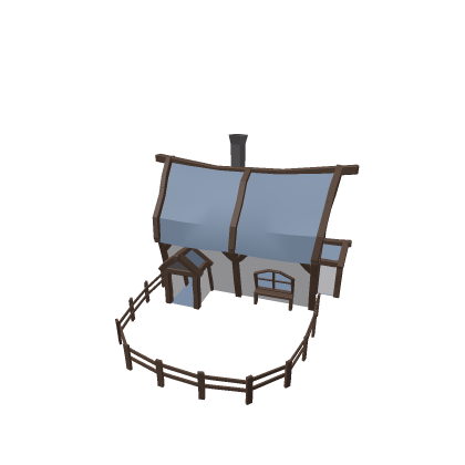Stylized low-poly house with a garden