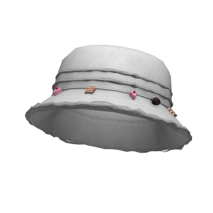 White Demin Bucket Hat with Dessert Charms Roblox item
