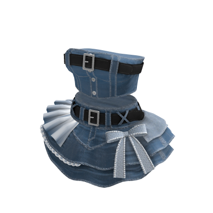 🍀Y2K Denim Top & Skirt Outfit (Blue) thumbnail