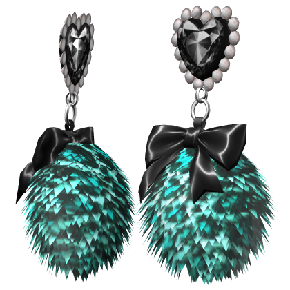 Cute Scene Fluffy Bow Leopard Earrings Teal Black