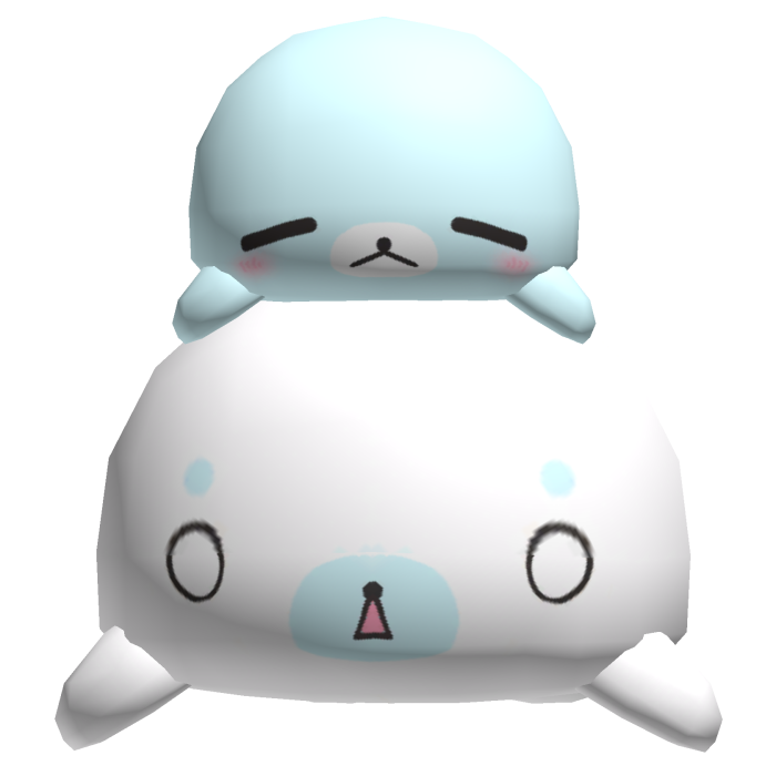 ♡ ꒰ blue stacked chubby seals on head ꒱ ♡