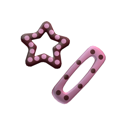 Star Polka Dot Hair Clips In Pink Roblox item