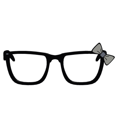 Black Nerd Glasses with White Bow ♡