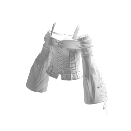 Y2K Goth Lace Up Top w/ Sleeves White