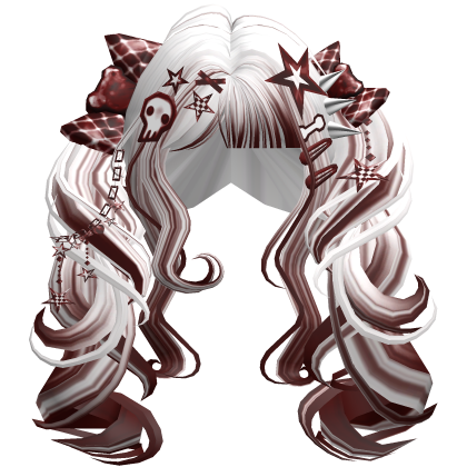 ♡ Scene Fluffy Gyaru Pigtails (White & Red)