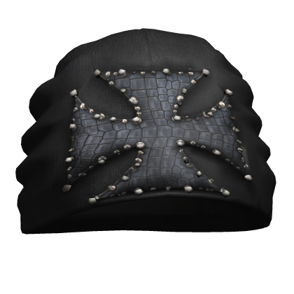 Black Studded Cross Beanie