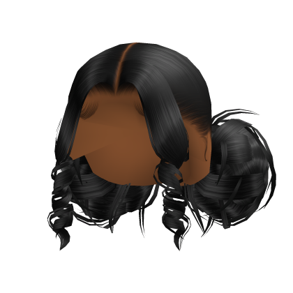 Double Buns w Curly Bangs (Black) thumbnail