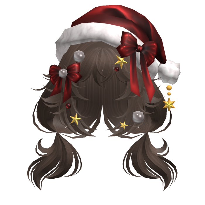 Festive Curly Christmas Ribbon Pigtails Brown