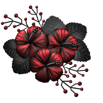 Red and Black Hibiscus Flower Metal Hair Clip  Roblox item