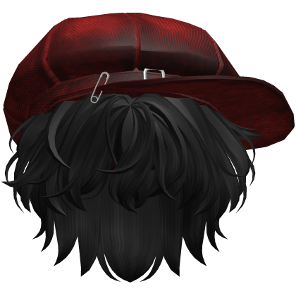 Black Messy Hair w Red Hat