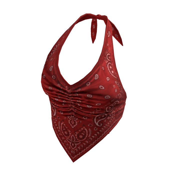 Paisley Halter Top with Pointed Hem (Red)