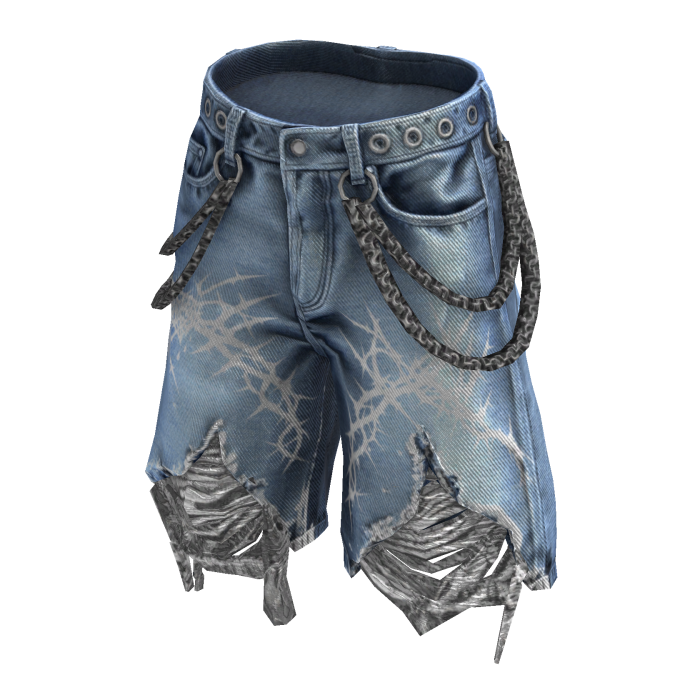 Light Blue Y2K Distressed Shorts w/ Chains