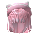 Cute Short Bob Hair with Pink Kitty Beret (Pink)