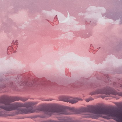 aesthetic pink pastel clouds+butterfly Roblox decal