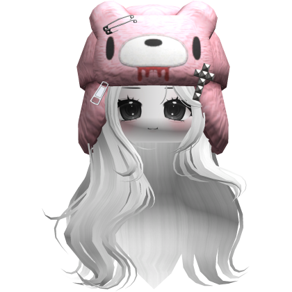 Fuzzy Bear Ushanka Flowy Long Hair (White)