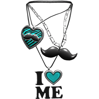 2010s Hipster Tumblr Mustache Necklace Teal Zebra
