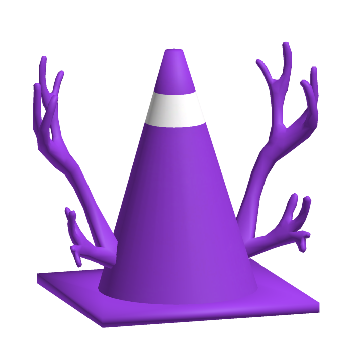 Purple Traffic Cone W/ Antlers
