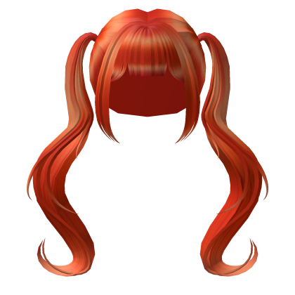 Orange Long Anime Kawaii Pigtails