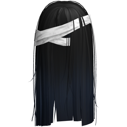 Horror Black Blue Hair w White Face Bandages