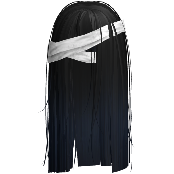 Horror Black Blue Hair w White Face Bandages