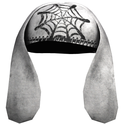 oversized white cobweb bunny ears hat
