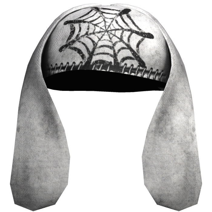 oversized white cobweb bunny ears hat