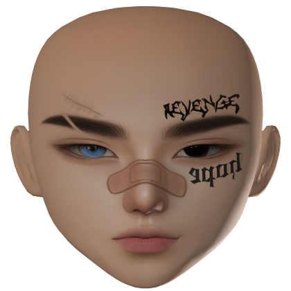 Zeslin Boy face with tattoo bad guy makeup scars