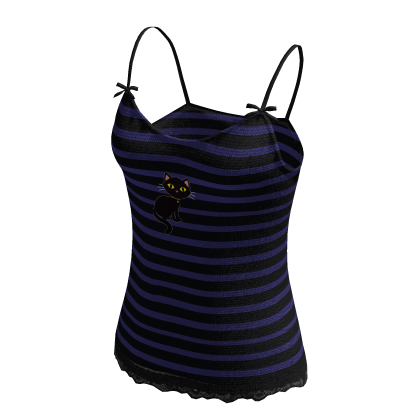 Striped Cat Tank Top Purple thumbnail