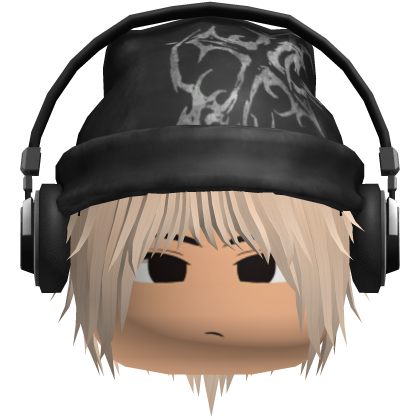 Moe Blonde Messy Hair /w Beanie & Headphones