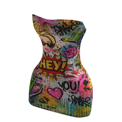 🔥✅Comic Graffiti Mini Dress✅🔥 Urban Street Style
