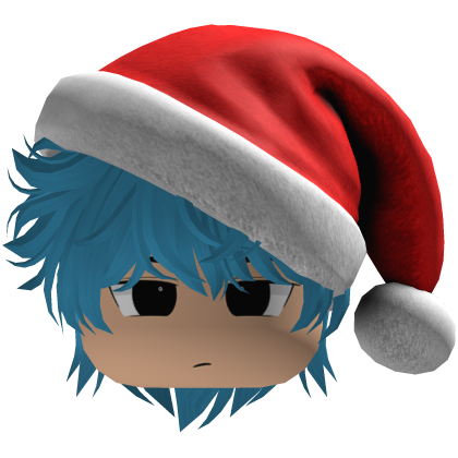 fluffy hair Christmas beret hat emo y2k (Blue)