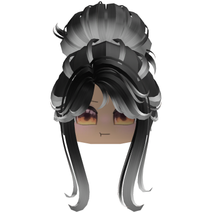 Curly Dreamy Buns w/ face Black and White Roblox item