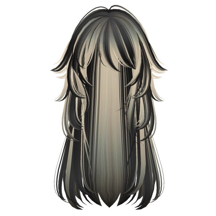 long fluffy anime hair with tufts (blonde & black)