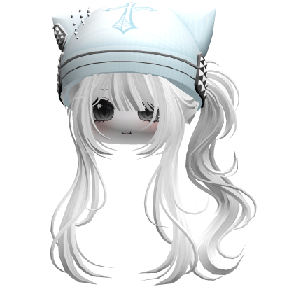 Messy Ponytail W/ Punk Kitty Cap White V3 Roblox item
