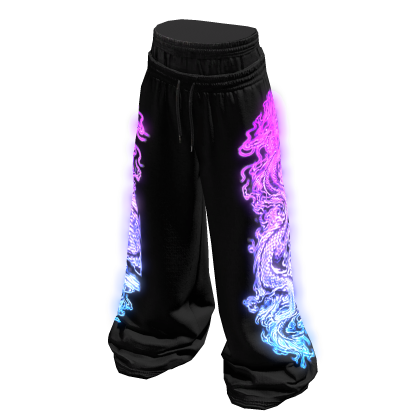 Glowing Emissive Sweatpants w/ Neon Dragon Print